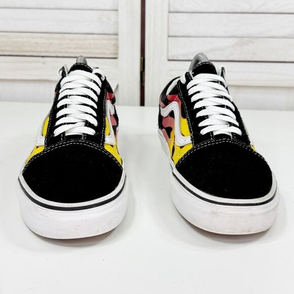 Vans Old Skool Flams Canvas Suede Low Top Lace Up Sneakers Black 8 Men 9.5 Women - Picture 2 of 11